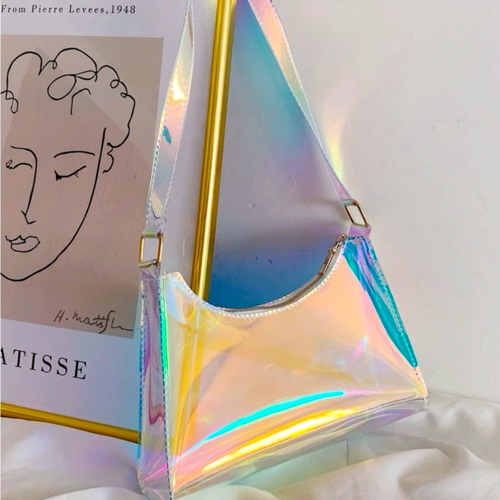 clear vinyl shoulder stadium concert bag holographic